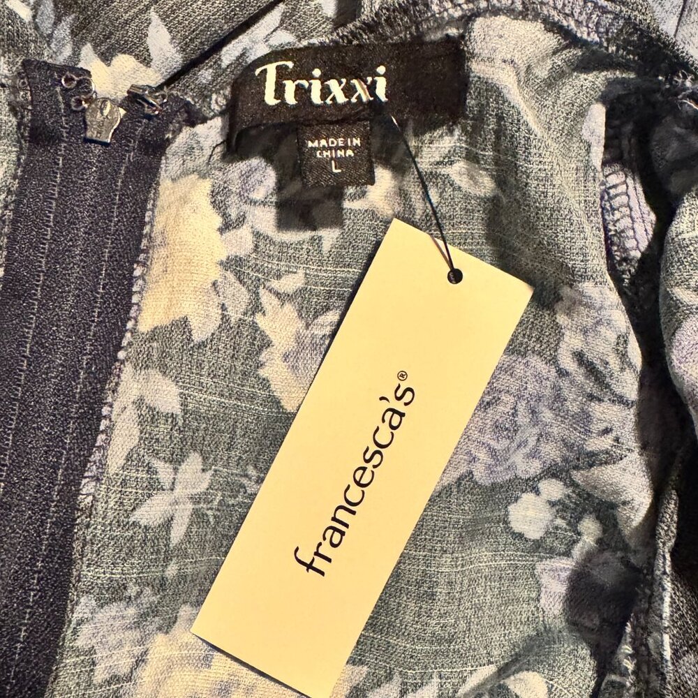 NWT Trixxi for Francesca’s Christabel Blue Floral Midi Dress – Size Large - Picture 5 of 5